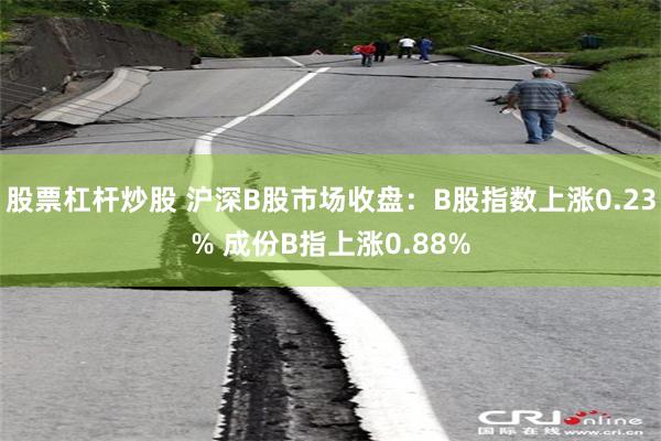 股票杠杆炒股 沪深B股市场收盘：B股指数上涨0.23% 成份B指上涨0.88%